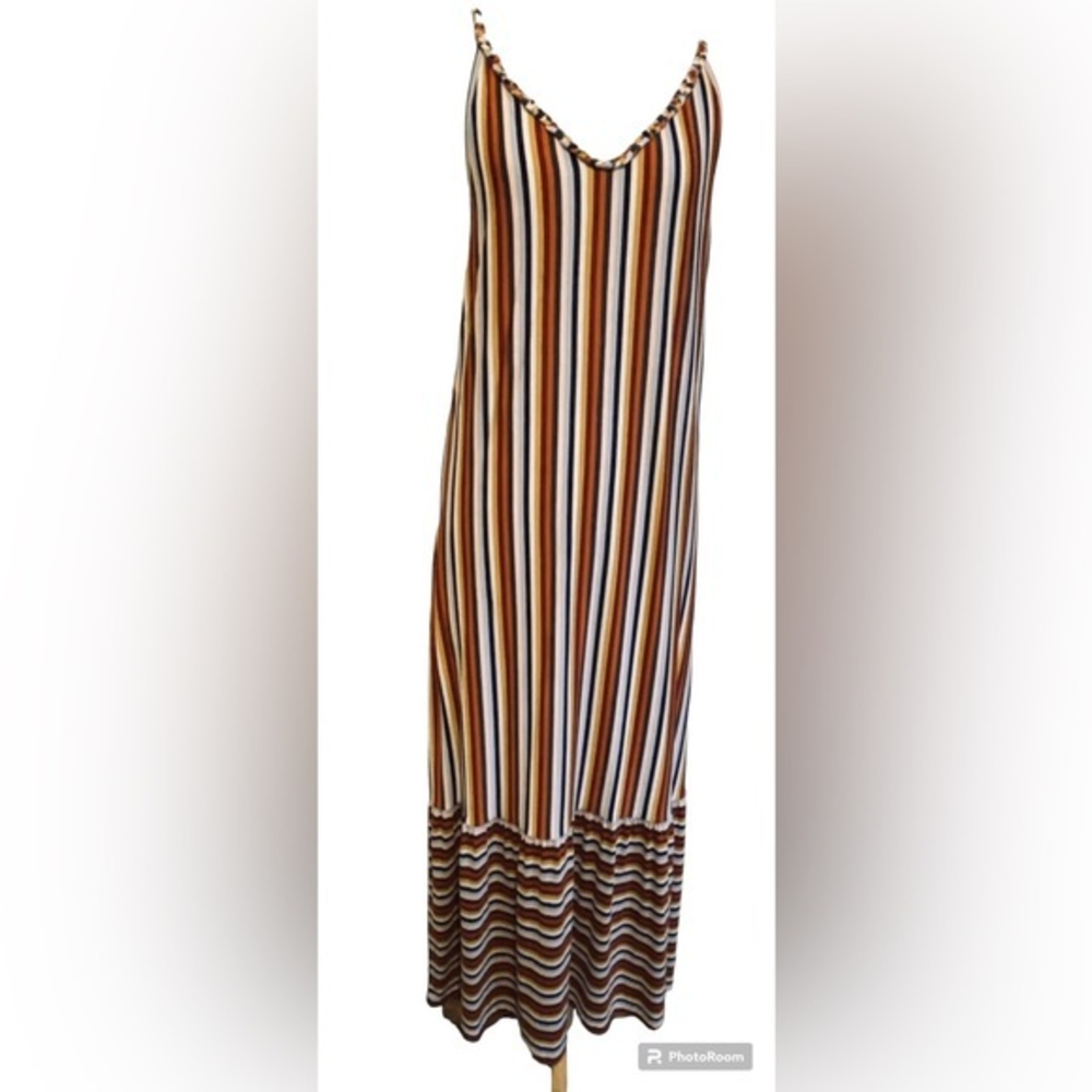 NWT ANOTHER LOVE Boho Colorful Striped Maxi Dress Cotton Knit XS